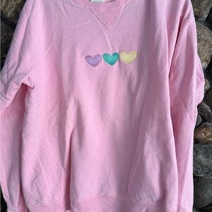 Pink Sweatshirt with Heart Design